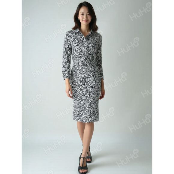 Brooks Brothers Dresses & Skirts - BROOKS BROTHERS Long Sleeve Black & White Floral Print Belted Shirt Dress Sz 2